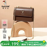 啄木鸟（TUCANO）包包女款2026年牛皮时尚单肩斜挎包女链条包生日礼物送女友老婆 深棕金鹿PU【实用生日礼物送女友】