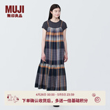 MUJI女式马德拉斯格纹吊带连衣裙女装裙子格子裙纯棉全棉长裙BC2IIA4S 深藏青色格纹 M 160/84A