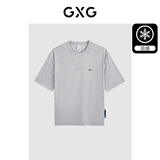 GXG男装 夏季新款重磅系列精致小字母绣花圆领短袖T恤 麻灰色 XL