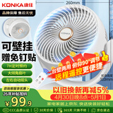 康佳（KONKA）空气循环扇家用风扇遥控办公室台式桌面电风扇厨房换气扇摇头壁挂电扇交流定频小风扇KXHS-1511E-P