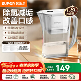 苏泊尔（SUPOR）净水器家用滤水壶自来水家用过滤器多重精滤滤芯寿命提醒一芯四芯六芯可替换滤芯净水壶 J-UF01 【白色款】一机四芯 净水壶