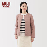 MUJI女式轻量羽绒便携式无领夹克羽绒服女款长袖25年冬季女装外套轻薄 烟熏粉色 XL （165/92A）