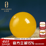 欧采妮（OUCERNY）天然蜜蜡散珠琥珀满蜜鸡油黄老形圆珠配珠佛珠文玩手串配件珠单颗 8mm+（优质弹力绳+引线）