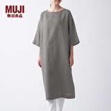 MUJI MUJI 女式 法国亚麻水洗 七分袖连衣裙 412688 BCL06C1S 卡其米色 M
