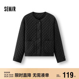 森马（Semir）棉服女肌理菱格内搭宽松慵懒风2025冬季抽绳轻薄棉衣109725112004