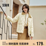 森马（Semir）羽绒服女中长款轻薄拼接灯芯绒翻领2024冬季三防外套109724113004