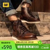 卡特（CAT）马丁靴工装靴男鞋经典款BRAVADO轻户外复古时尚牛皮面机车靴子男 深棕P712950 43