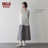 MUJI女式 汉麻棉轻便长裙 长半身裙女裙子 25年夏季女装 BE1VBC5S 灰色条纹 L （165/70A）