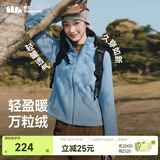 蕉下（beneunder）女士万粒绒修身外套宽松秋冬新款时尚休闲保暖显瘦抓绒外套 清烟蓝 XL