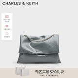 CHARLES&KEITH大容量纯色链条邮差包单肩腋下包女包婚包母亲节礼物CK2-20271514 Grey灰色 大包