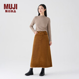 MUJI女式 木棉混 灯芯绒 A字裙 中长款半身裙子女款 美拉德 BE11CC3A 深棕色 S 155/62A