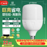 佛山照明大功率LED灯泡30W节能灯具E27螺口6500K白光柱形