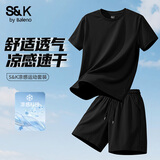 班尼路（Baleno）S&K系列【套装】短袖t恤+短裤夏季运动上衣裤子一套速干百搭男装