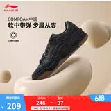 李宁月白2.0|板鞋男女鞋低帮增高柔软回弹透气小白鞋夏季百搭休闲鞋 黑色(276女款)-6 37