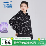 鸿星尔克卫衣女连帽女生套头衫休闲运动上衣 【2035】-正黑 M