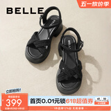 百丽（Belle）满钻条带繁星休闲凉鞋女商场款厚底凉鞋A9S2DBL4 黑色 39 (245mm)