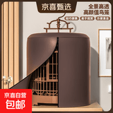鸟笼鹦鹉笼子大号圆形外出携带笼仿竹编玄风鸟笼别墅观赏笼鸟用品 鸟笼套餐四