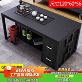 穗驰家具简约现代功夫茶几天然火烧石一体泡茶桌带电磁炉茶具办公茶台茶桌 1.2米G款火烧石+全自动茶炉+黑抽