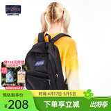 JANSPORT杰斯伯双肩包女学生旅行包26L旅行轻便透气书包男背包 4QUT008爵士黑/经典黑-侧边袋