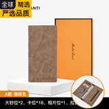 KGEG日本进口名牌新款男士钱包男长款拉链大容量卡包一体男式皮夹高端 A款·咖啡色【】(赠精美礼盒)