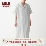 MUJI MUJI 女式 法国亚麻水洗 五分袖开襟连衣裙 BCL08C0S