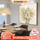 墨派（Mopai）餐厅装饰画手绘油画美式花卉高端客厅肌理挂画正方形壁画免打孔 花开富贵 60*60cm手绘油画