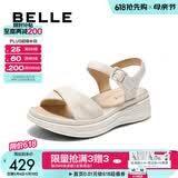 百丽（Belle）宽条带休闲凉鞋女商场同款真皮厚底凉鞋D6N2DBL5 米白 37 (235mm)