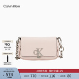 Calvin Klein休闲通勤单肩包礼物链条包包金属字母旋扣翻盖CK女包斜挎马鞍包