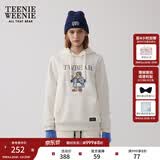 Teenie Weenie小熊秋冬装学院风蓝色T恤索罗娜加绒连帽卫衣套头衫 象牙白 S (160)