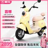 爱玛（AIMA）露娜长续航电动车女士时尚成人代步智能电动轻便摩托车 露娜/优悦 蕉蕉黄【花瓣轮毂+1000W电机】