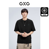 GXG男装 夏季新款重磅系列精致小字母绣花圆领短袖T恤 黑色 S
