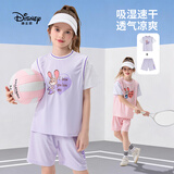 迪士尼女童运动套装2026新款速干衣儿童短袖套装夏季上衣短裤两件套童装