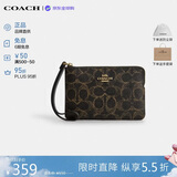 蔻驰（COACH）【品牌直供】女包手拿包拉链腕包黑棕拼CEF78 520礼物送女友