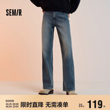 森马（Semir）森柔牛仔|牛仔裤女抓毛宽松阔腿裤冬季女士做旧长裤103724124001A