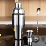 Crytaljulia 调酒器套装雪克壶波士顿鸡尾酒手打柠檬茶奶茶工具手摇调酒器 三段式雪克壶3件套