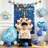 新新精艺生日场景布置男孩生日气球道具氛围布置快乐派对装饰送电视投屏