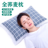 林夕一晨全棉老粗布全荞麦壳枕头睡眠专用枕头深度颈椎枕芯护枕套荞麦皮 灰格 成人款（荞麦壳枕头）40*60