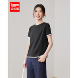 IEF/爱依服【DNA系列】2026夏季新款韩版简约女装基础款百搭T恤 黑 M