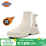 Dickies女士雪地靴女靴冬季加绒加厚短靴保暖棉鞋靴子 米色 38 