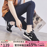 ZHR休闲鞋女精选牛皮舒适百搭女鞋 经典INS潮拼色运动鞋女 韩版时尚轻便透气鞋子女 AK60 黑色 36