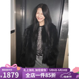 付智恩芦苇花 芬兰进口狐狸毛典雅轻盈年轻感圆领皮草外套女 黑色 L