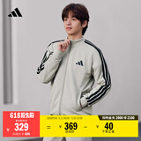 adidas经典休闲三条纹长袖套装男女秋季阿迪达斯官方轻运动 珍珠烟灰(推荐选大一码)   L