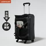 LUCKY CLUB拉杆包旅行包牛津布手提帆布大容量行李包袋 22英寸沉稳黑万向轮
