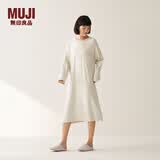 MUJI女式 柔软针织家居连衣裙 长袖睡裙女宽松家居服秋季 FD33CC5A 象牙白色 S -M (160/84A)
