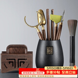 尚言坊 茶道六君子套装功夫茶具配件大全茶夹子茶勺茶针养壶笔刷茶盘刮 E壹品茶道组六配件+杯垫组