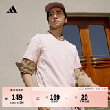 adidas情侣休闲纯棉上衣圆领短袖T恤男女夏季阿迪达斯官方轻运动 粉色   XS