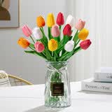 盛世泰堡 北欧玻璃花瓶插花瓶干花满天星仿真花摆件 透明色18cm