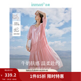 茵曼（INMAN）莱赛尔丝光连衣裙2026夏女装新款U领气质小个子显瘦长裙子 洛可可粉 M