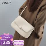 viney牛皮斜挎品牌包包女包大容量单肩邮差包生日母亲节礼物实用送妈妈