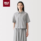 MUJI女式 凉感 短袖衬衫 女士衬衣外套女装女款26年夏季 灰色格纹 S